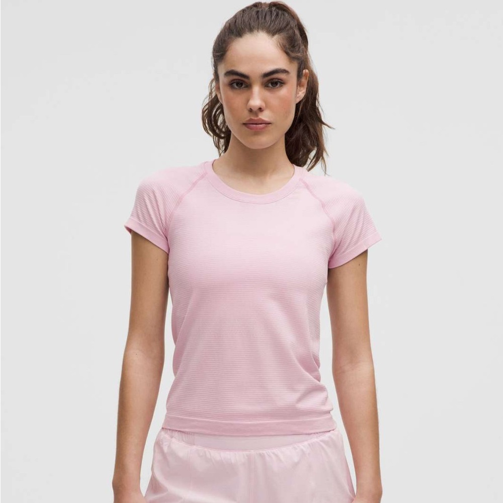 Lululemon Swiftly Tech short sleeve waist length Pink Peony